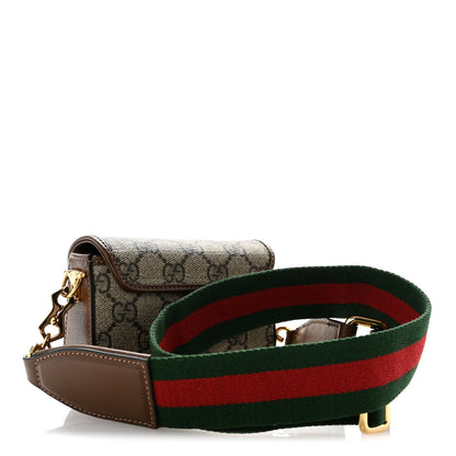 Gucci GG Supreme Monogram Azalea Calfskin Web Horsebit 1955 Wallet On Strap Beige Ebony Brown Sugar 3 of 12
