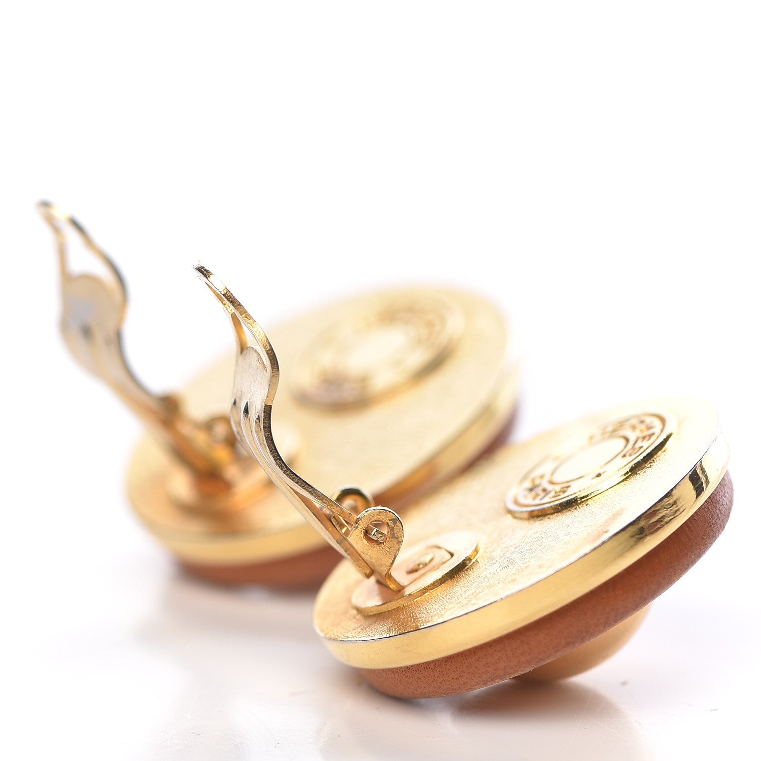 Hermes Lambskin Clip On Earrings Gold 3 of 4