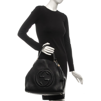Gucci Pebbled Calfskin Medium Soho Shoulder Bag Black 2 of 7
