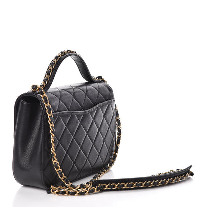 Chanel Lambskin Quilted Chain Infinity Top Handle Flap Black 3 of 9