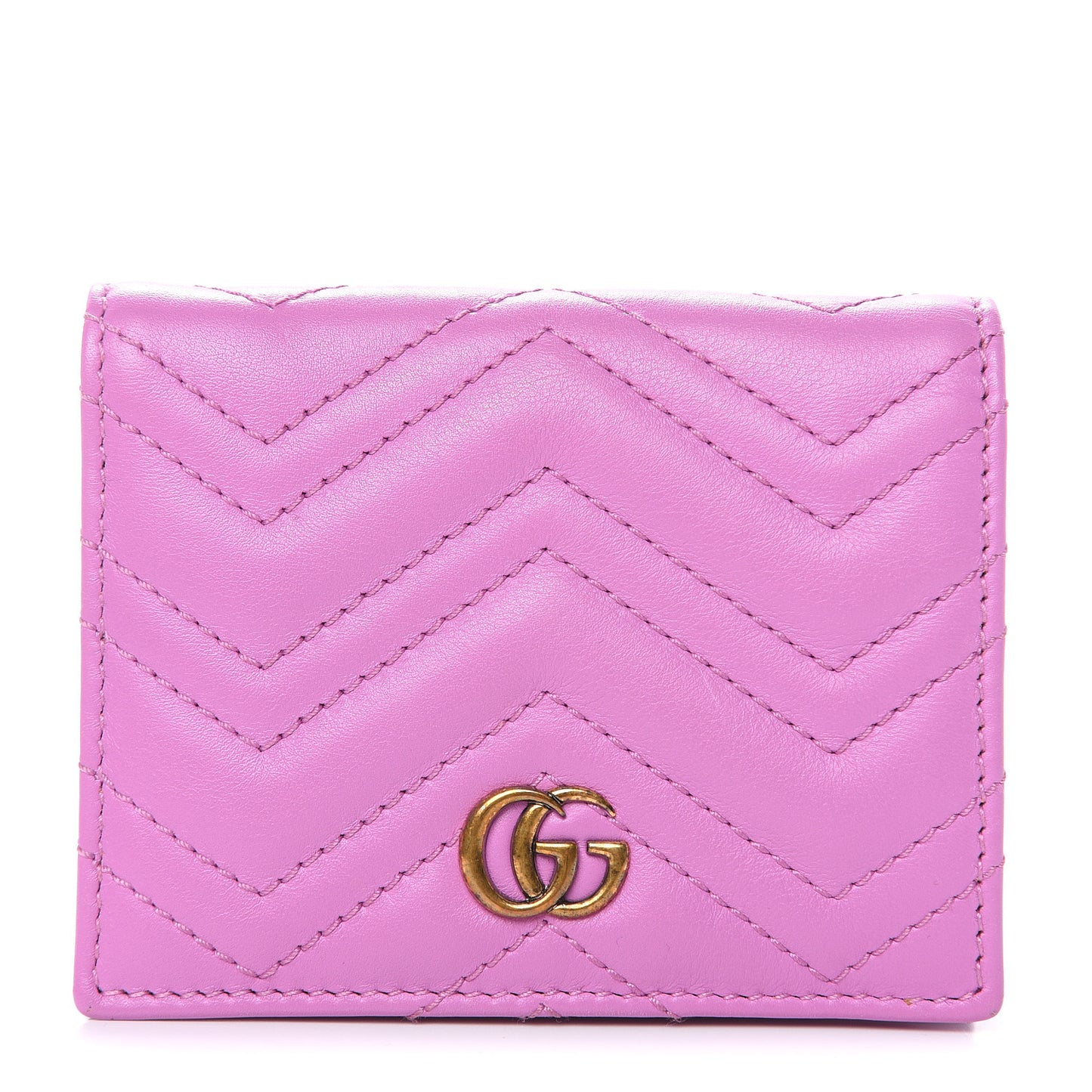 Calfskin Matelasse GG Marmont Card Case Candy Mousse