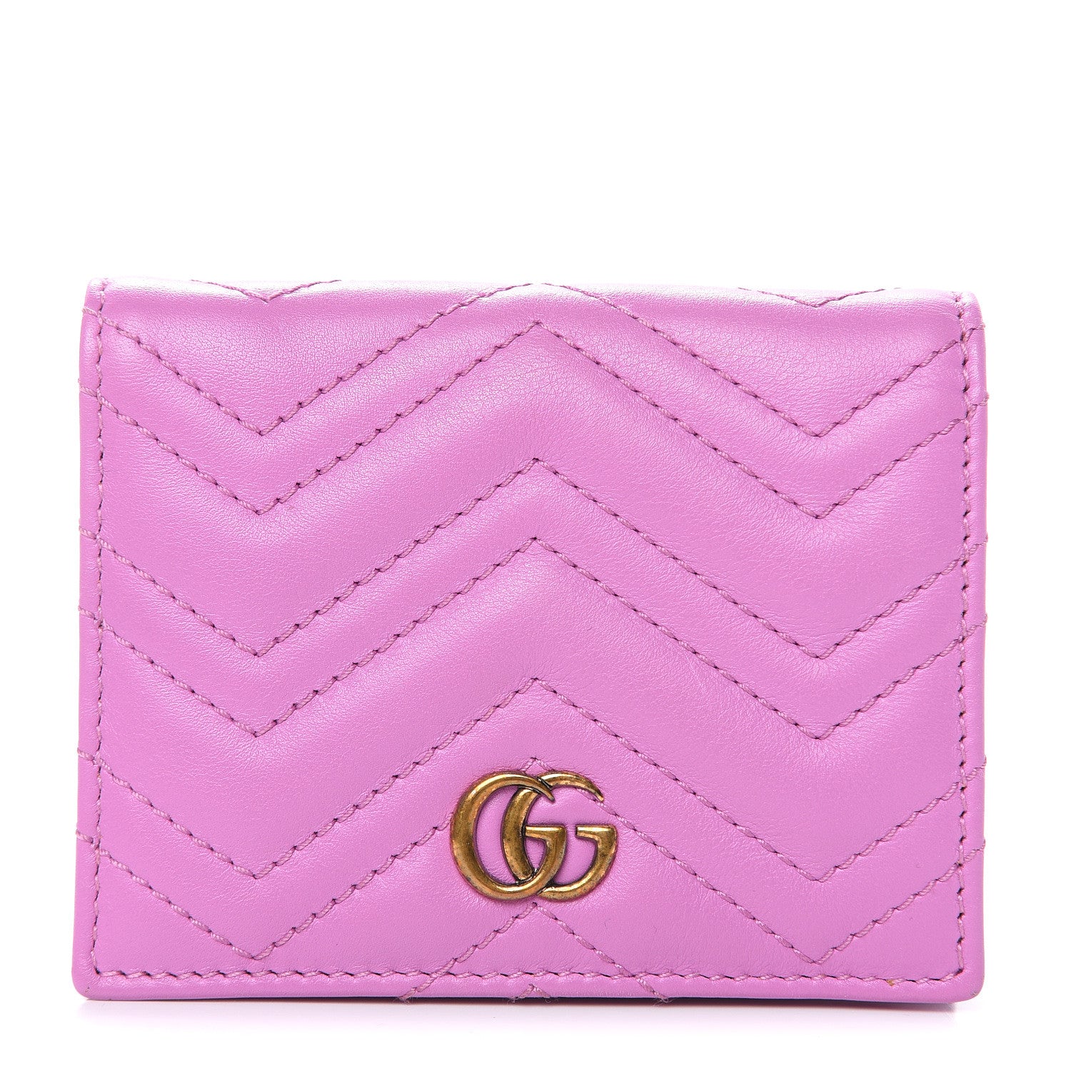 Gucci Calfskin Matelasse GG Marmont Card Case Candy Mousse 1 of 8