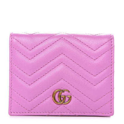 Gucci Calfskin Matelasse GG Marmont Card Case Candy Mousse 1 of 8