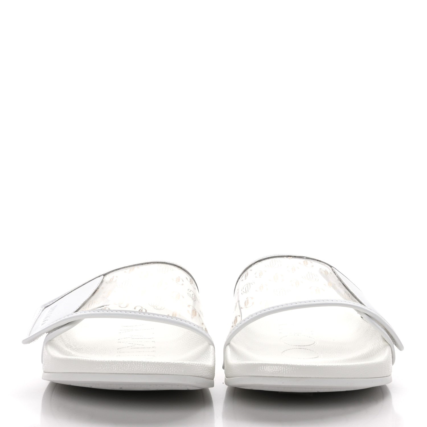 Jimmy Choo Plexi Lambskin Logo Print Fitz Slide Sandals 40 White 2 of 8