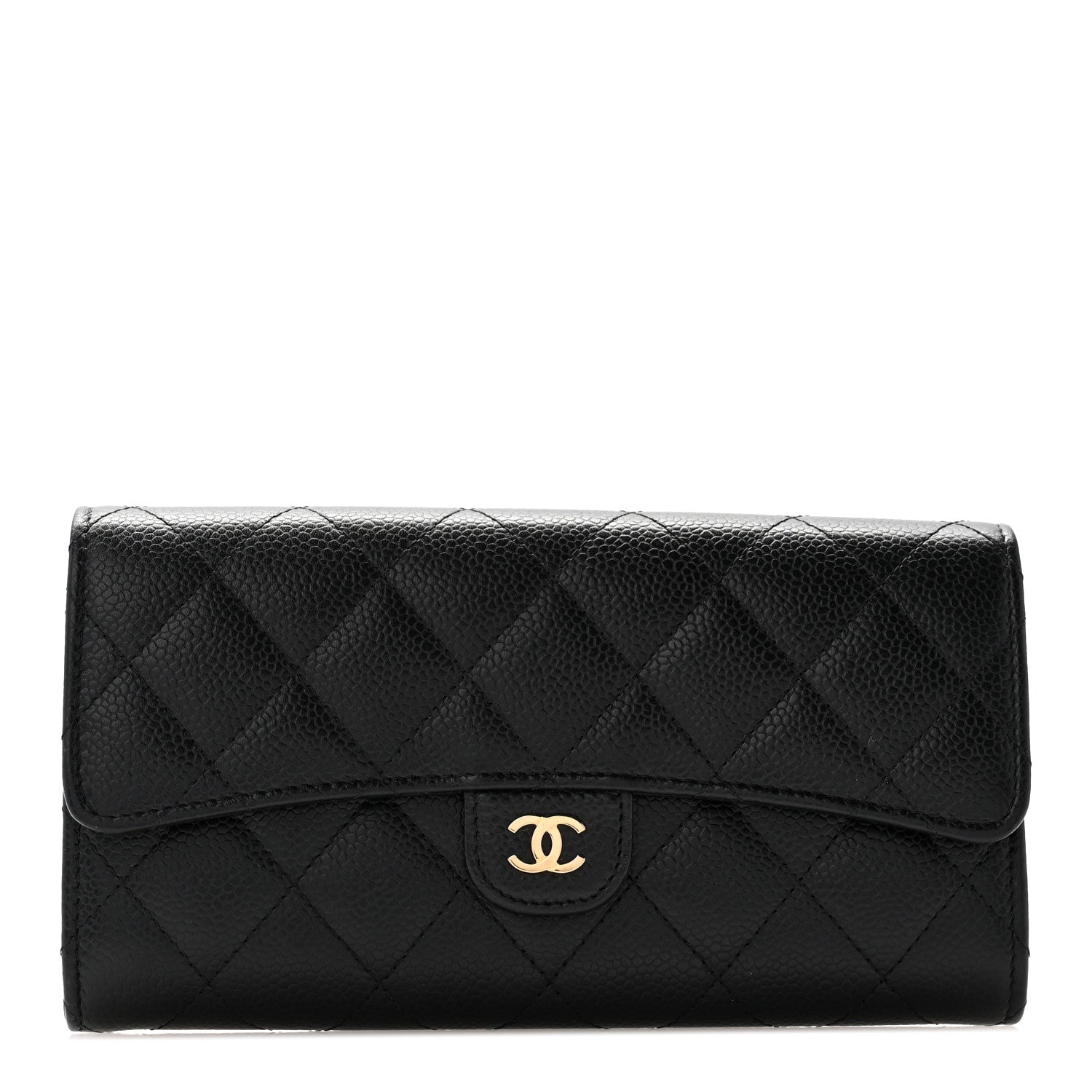 Chanel Caviar Quilted Large Gusset Flap Wallet Black 1 of 9