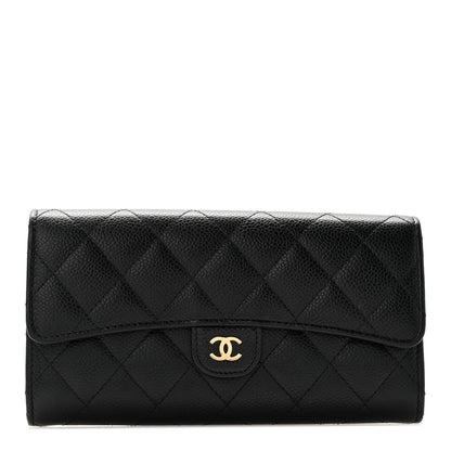 Chanel Caviar Quilted Large Gusset Flap Wallet Black 1 of 9