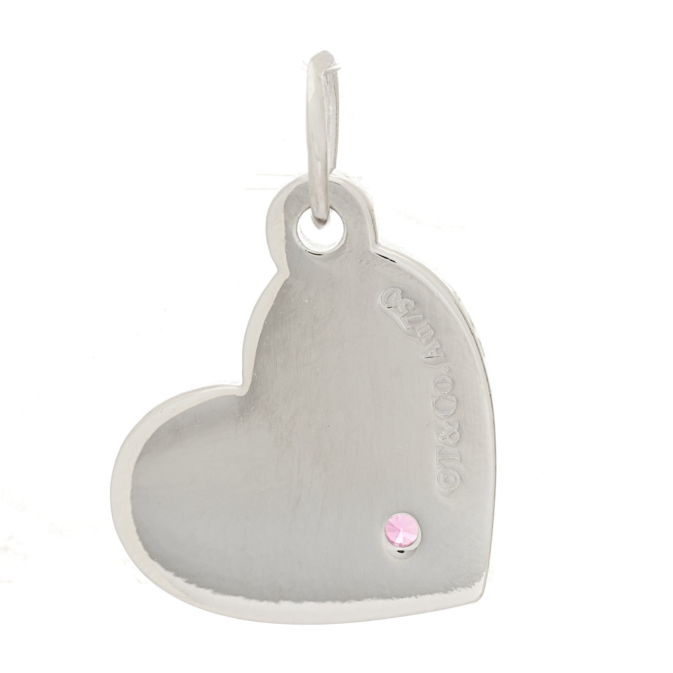 18K White Gold Pink Sapphire Heart Charm