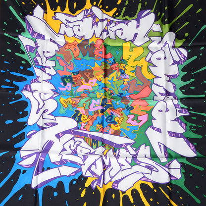 Hermes Silk Graff Graffiti Scarf 90 Noir Blanc Jaune Vif 1 of 6
