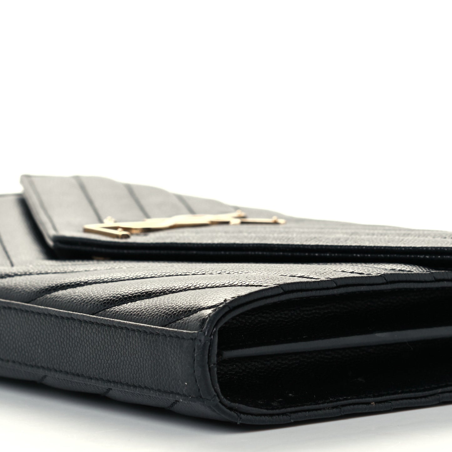 Grain De Poudre Matelasse Chevron Monogram Chain Wallet Black