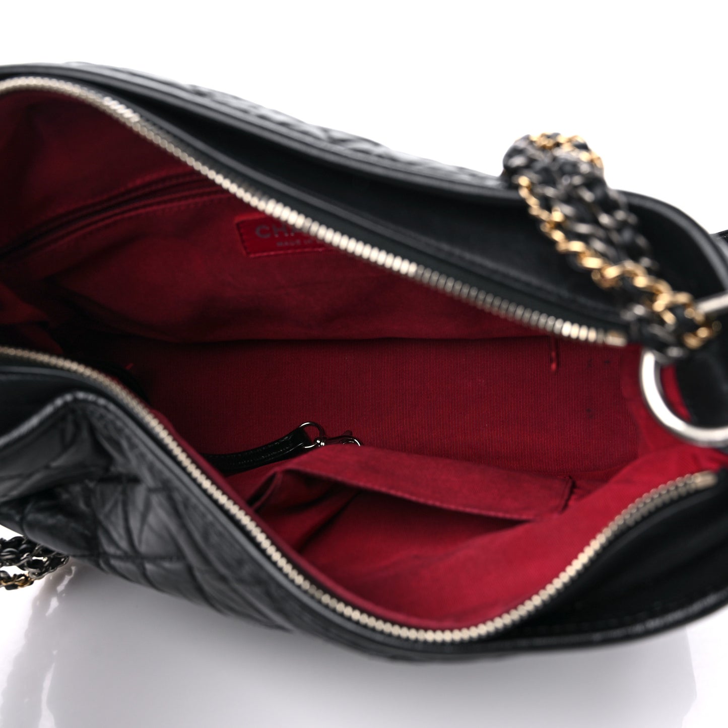 Aged Calfskin Quilted Medium Gabrielle Hobo Black