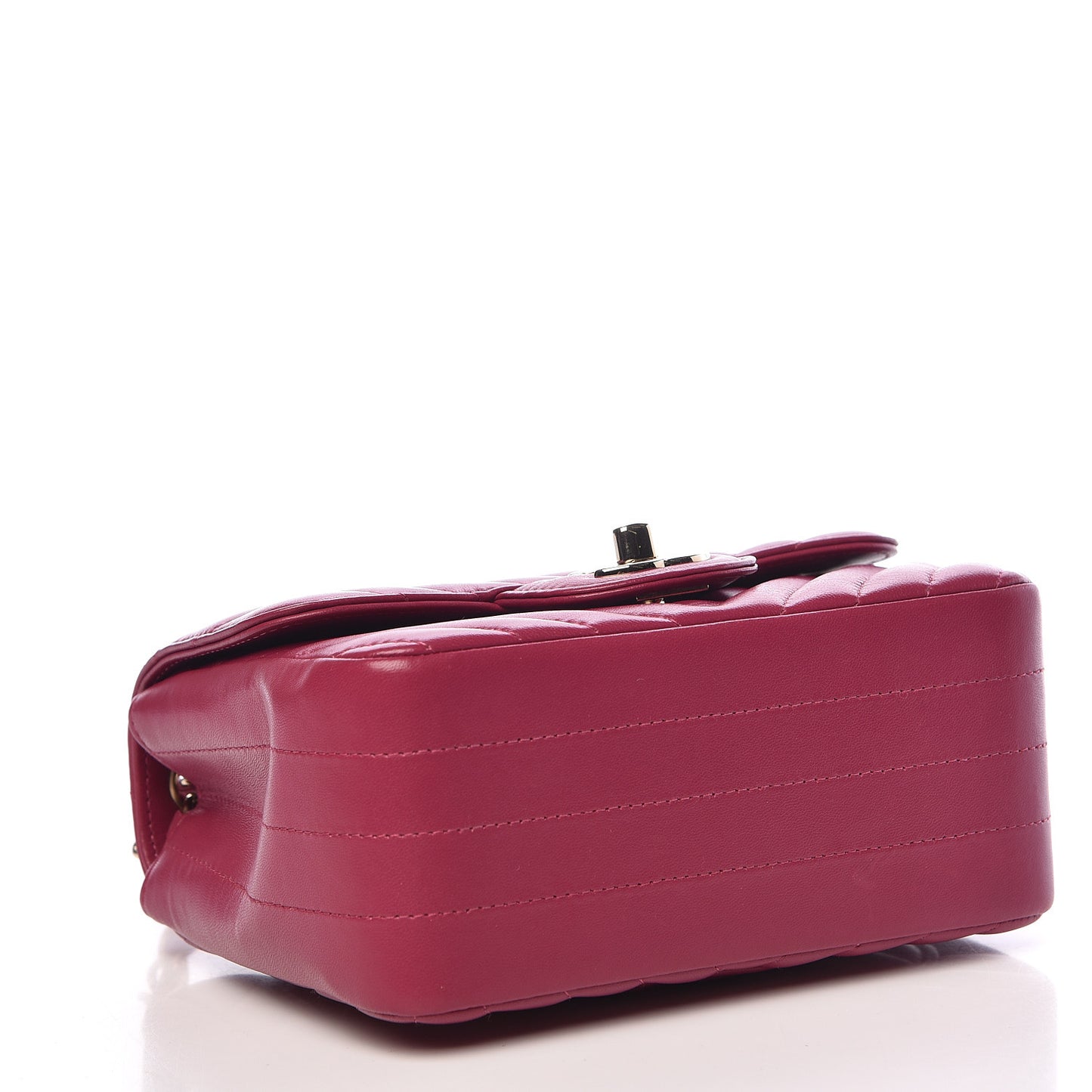 Lambskin Chevron Quilted Mini Square Flap Fuchsia
