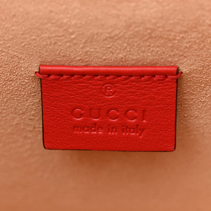 Gucci GG Supreme Monogram Apple Small Padlock Bamboo Shoulder Bag Beige Multicolor Lobster Red 6 of 10