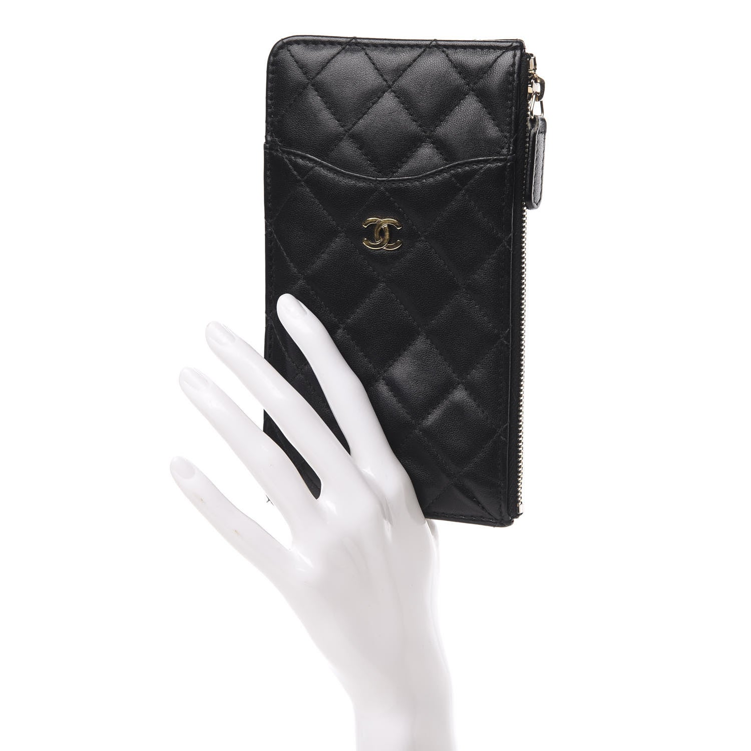 Chanel Lambskin Quilted Classic Flat Wallet Pouch Black 2 of 10