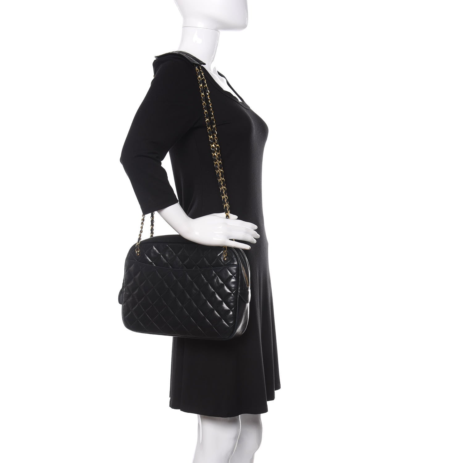 Chanel Lambskin Quilted Camera Case Black 2 of 16