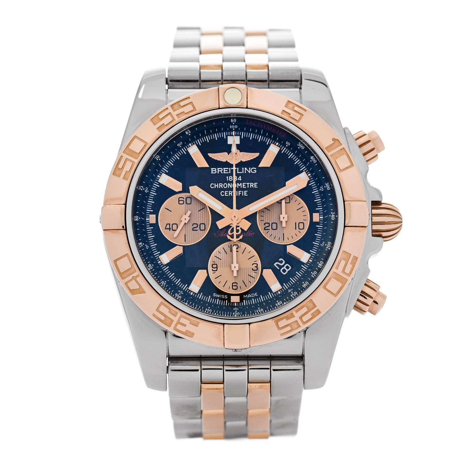 Breitling Stainless Steel 18K Rose Gold 44mm Chronomat Automatic Watch Blue CB011012/B968 1 of 5