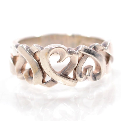 Tiffany Sterling Silver Paloma Picasso Loving Hearts Ring 8 1 of 6
