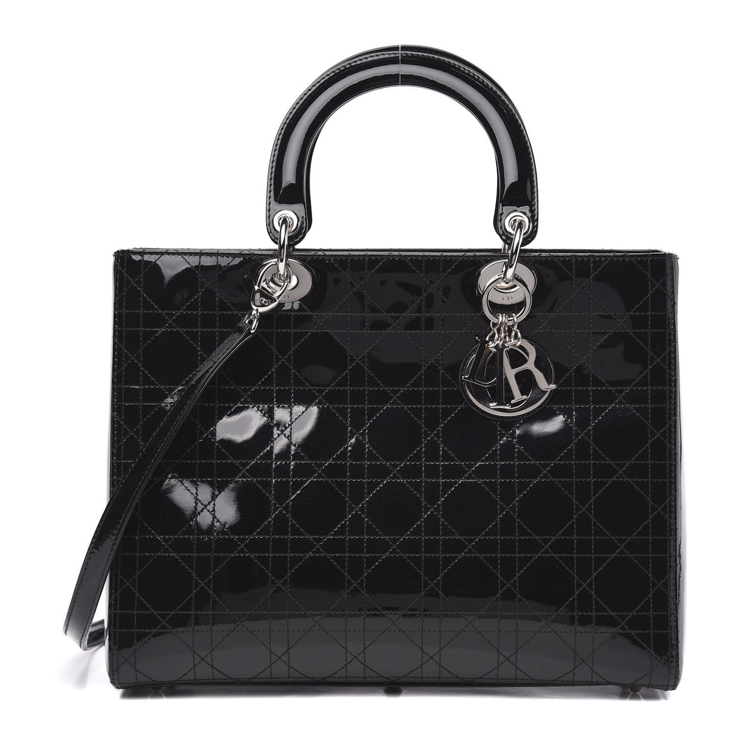 Christian Dior Patent Cannage Stitched Large Lady Dior Black 1 of 9