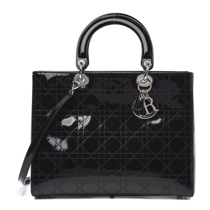 Christian Dior Patent Cannage Stitched Large Lady Dior Black 1 of 9