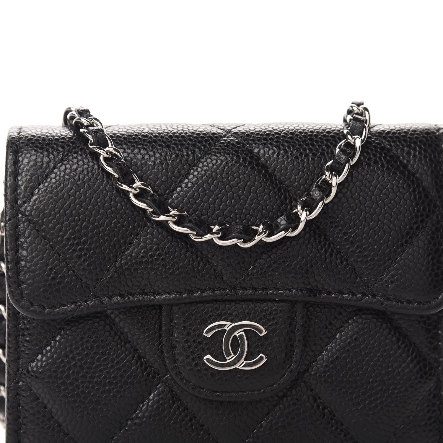 Chanel Caviar Quilted Flap Card Holder On Chain Black 11 of 12
