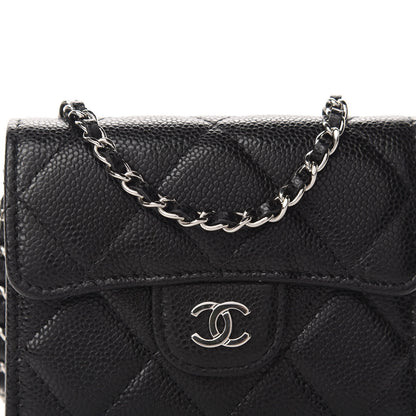 Chanel Caviar Quilted Flap Card Holder On Chain Black 11 of 12