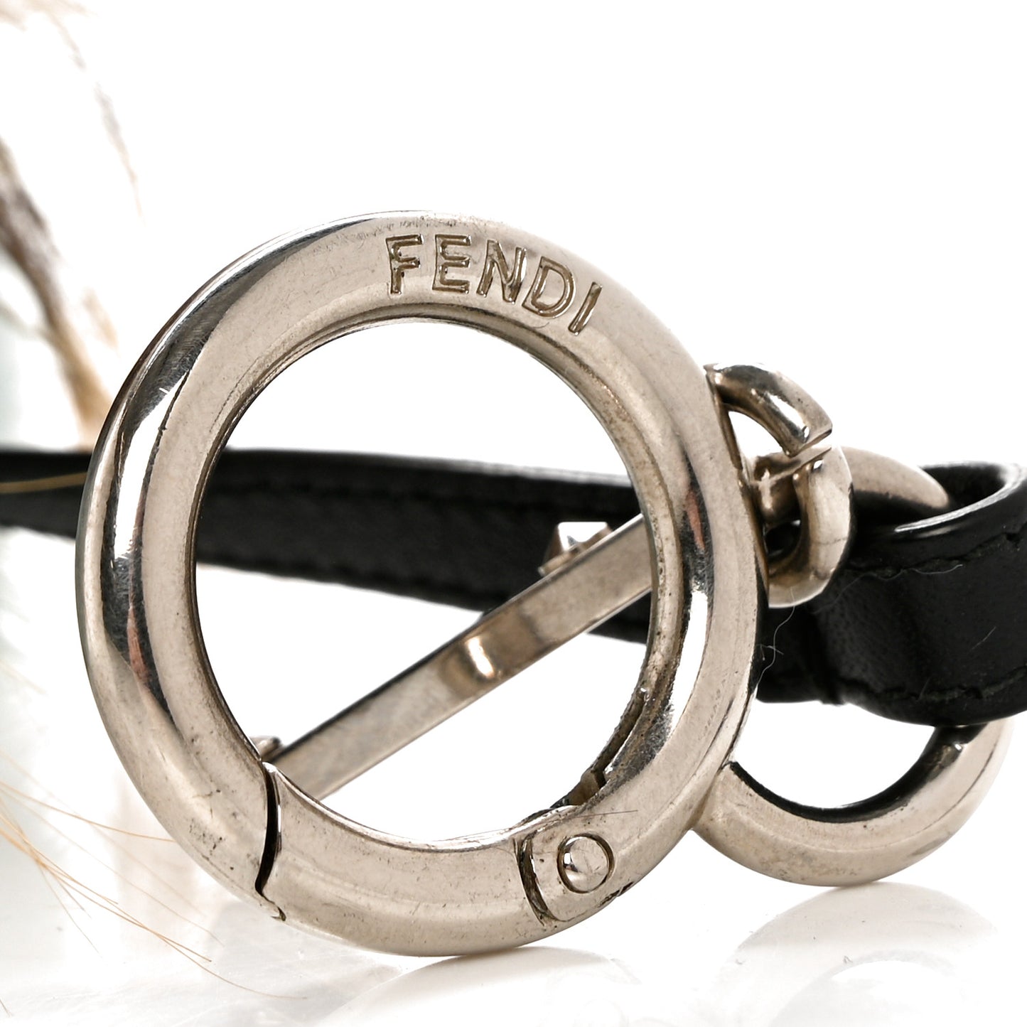 Mink Fox Fur QuTweet Softweet Bag Bug Charm Azzurro