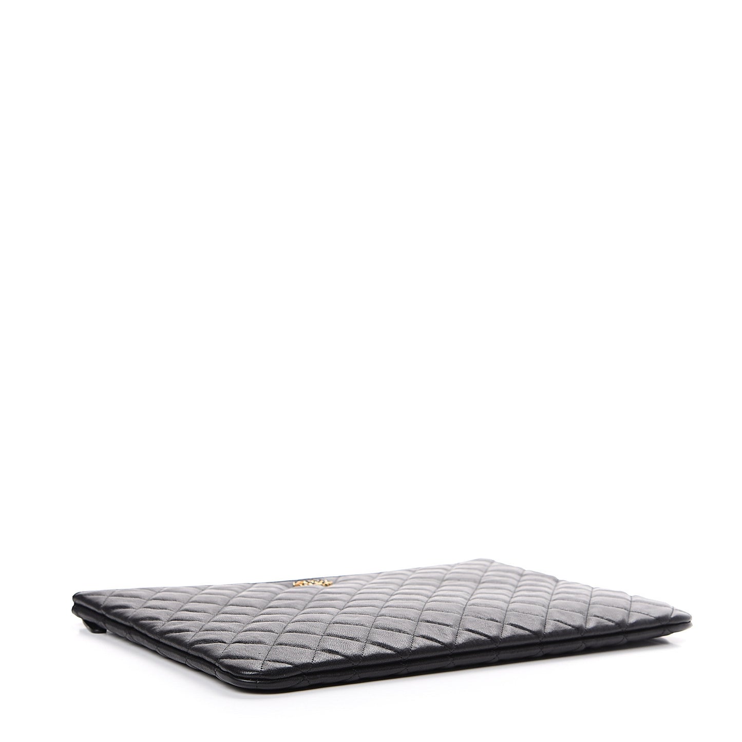 Lambskin Quilted Large Cosmetic Case Black