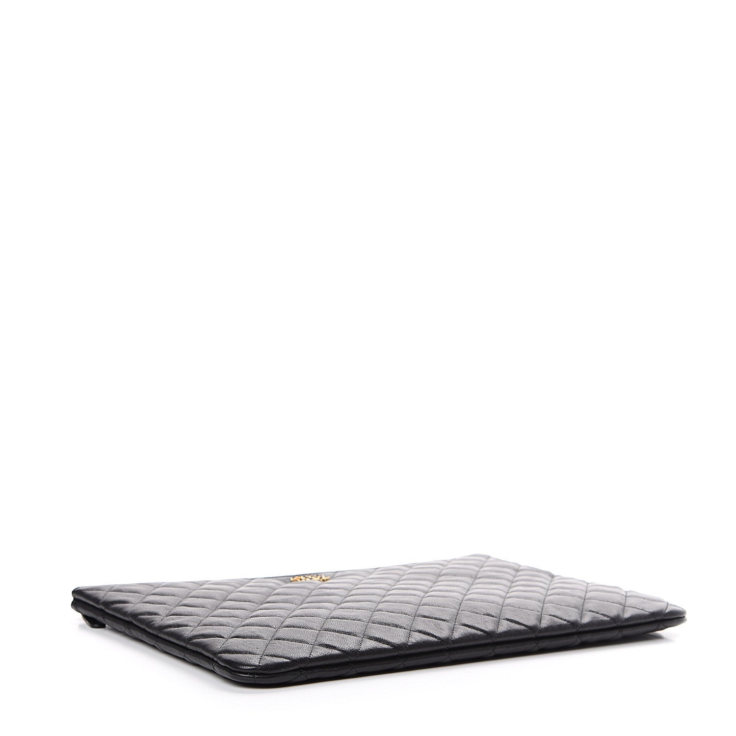 Chanel Lambskin Quilted Large Cosmetic Case Black 3 of 7