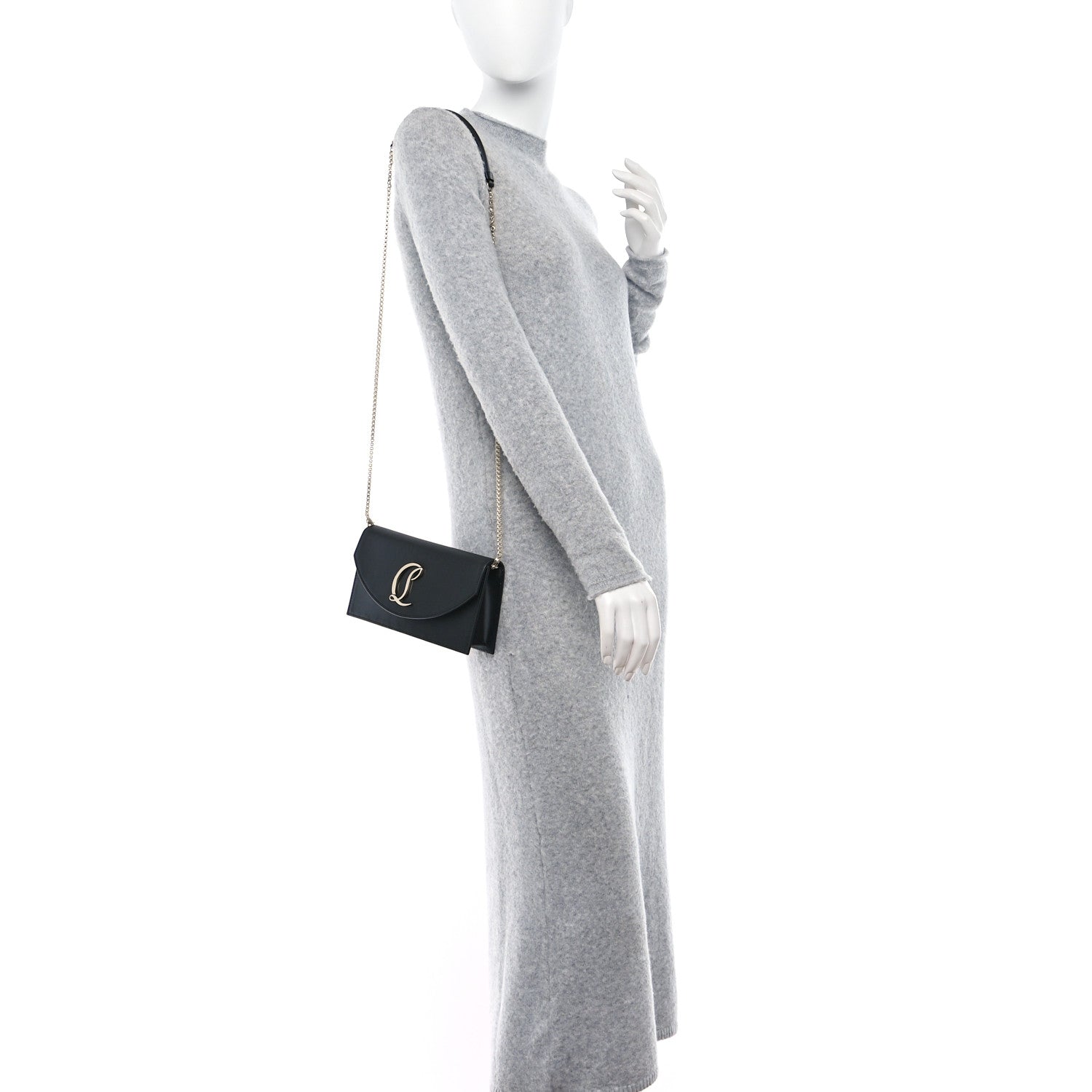 Christian Louboutin Satin Calfskin Laminated Loubi54 Crossbody Clutch Black 2 of 10