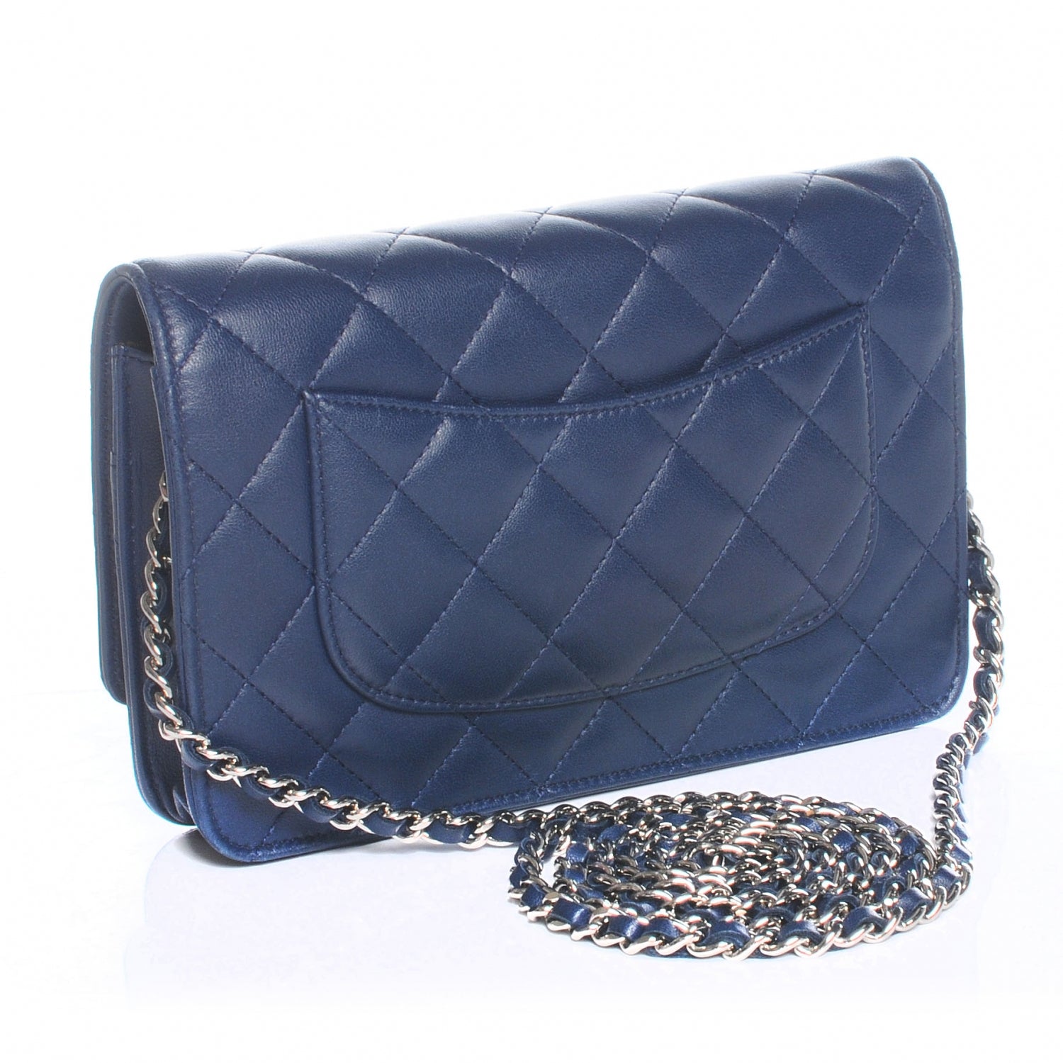 Chanel Lambskin Wallet On Chain WOC Navy 3 of 8