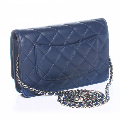 Chanel Lambskin Wallet On Chain WOC Navy 3 of 8