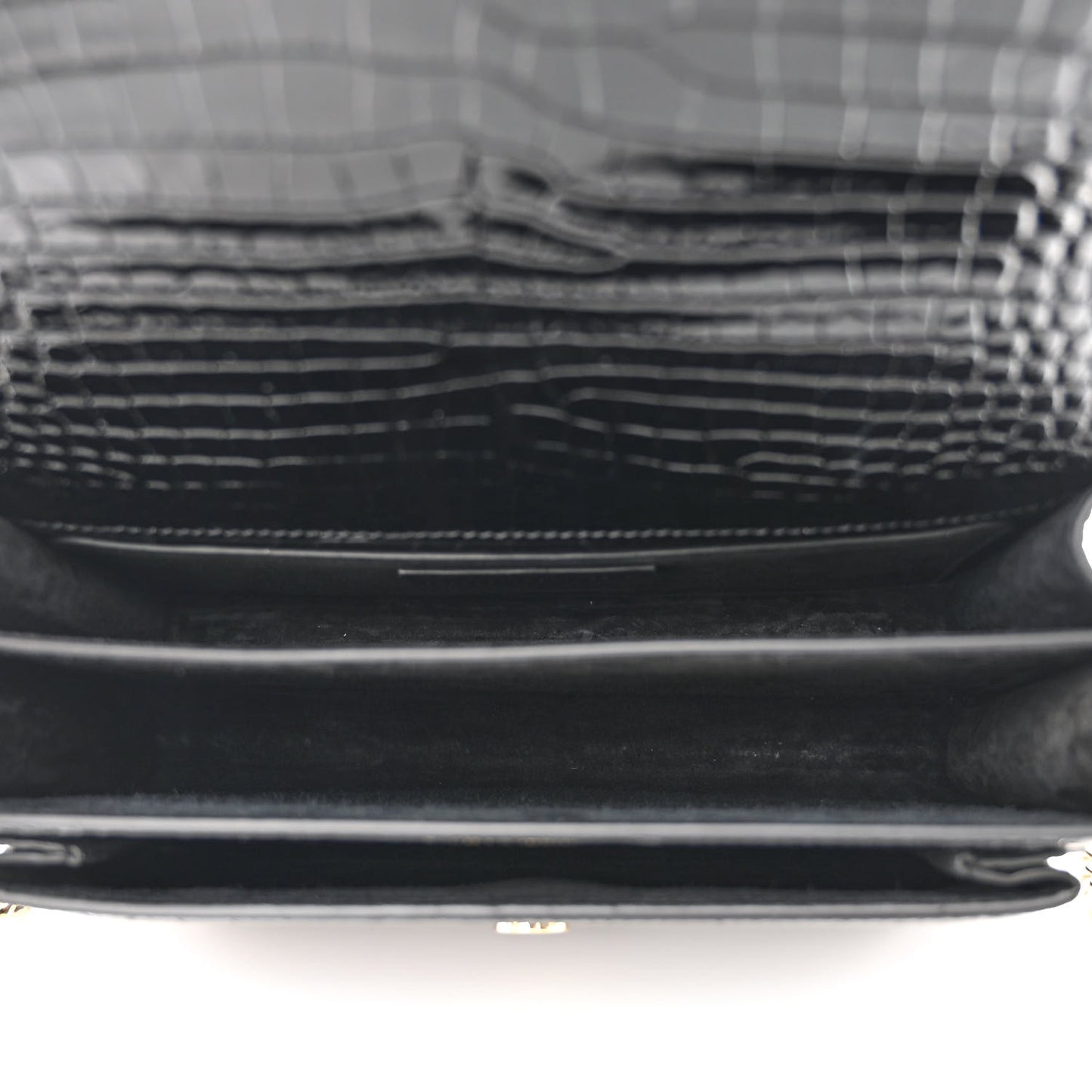 Calfskin Crocodile Embossed Medium Monogram Sunset Black