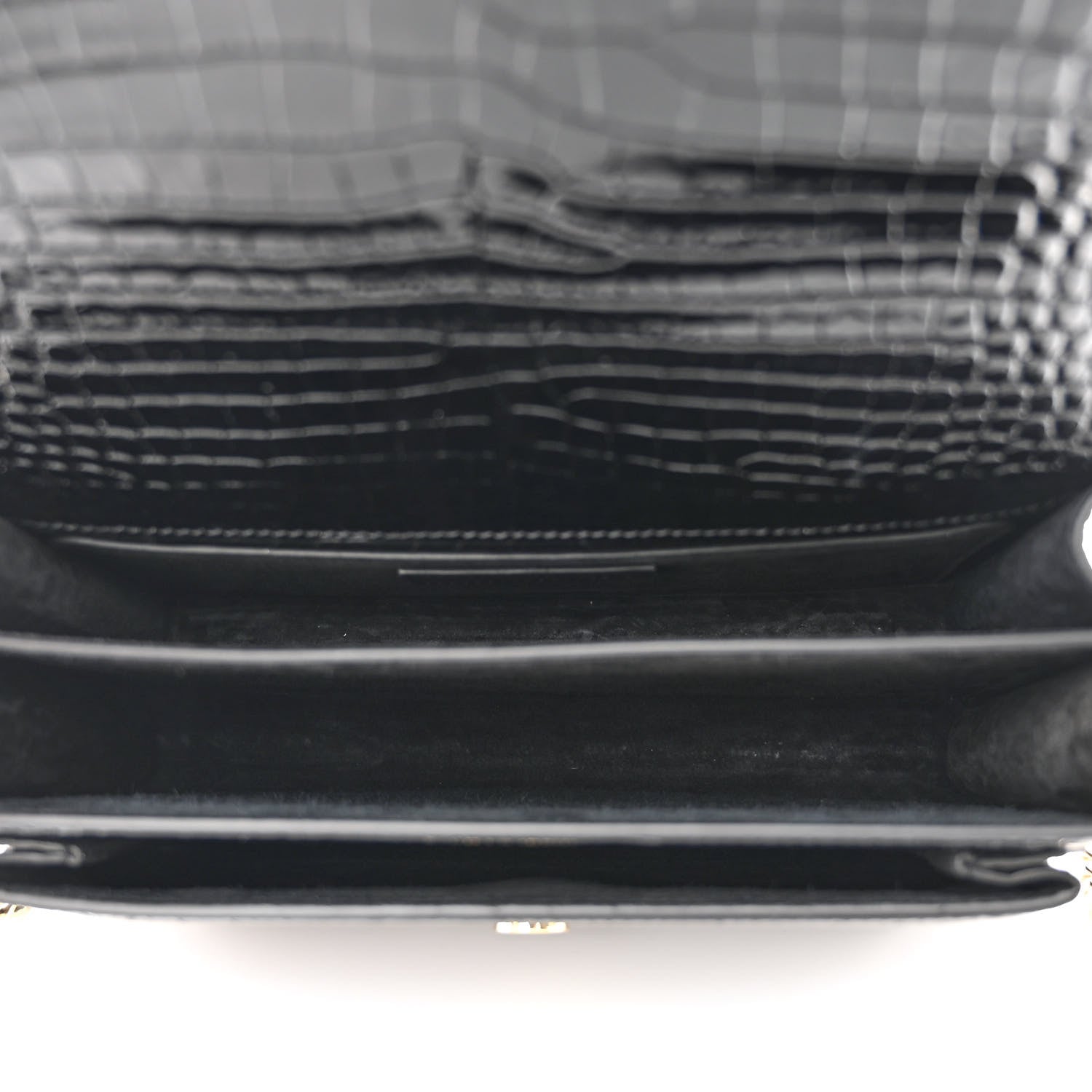Saint Laurent Calfskin Crocodile Embossed Medium Monogram Sunset Black 5 of 10
