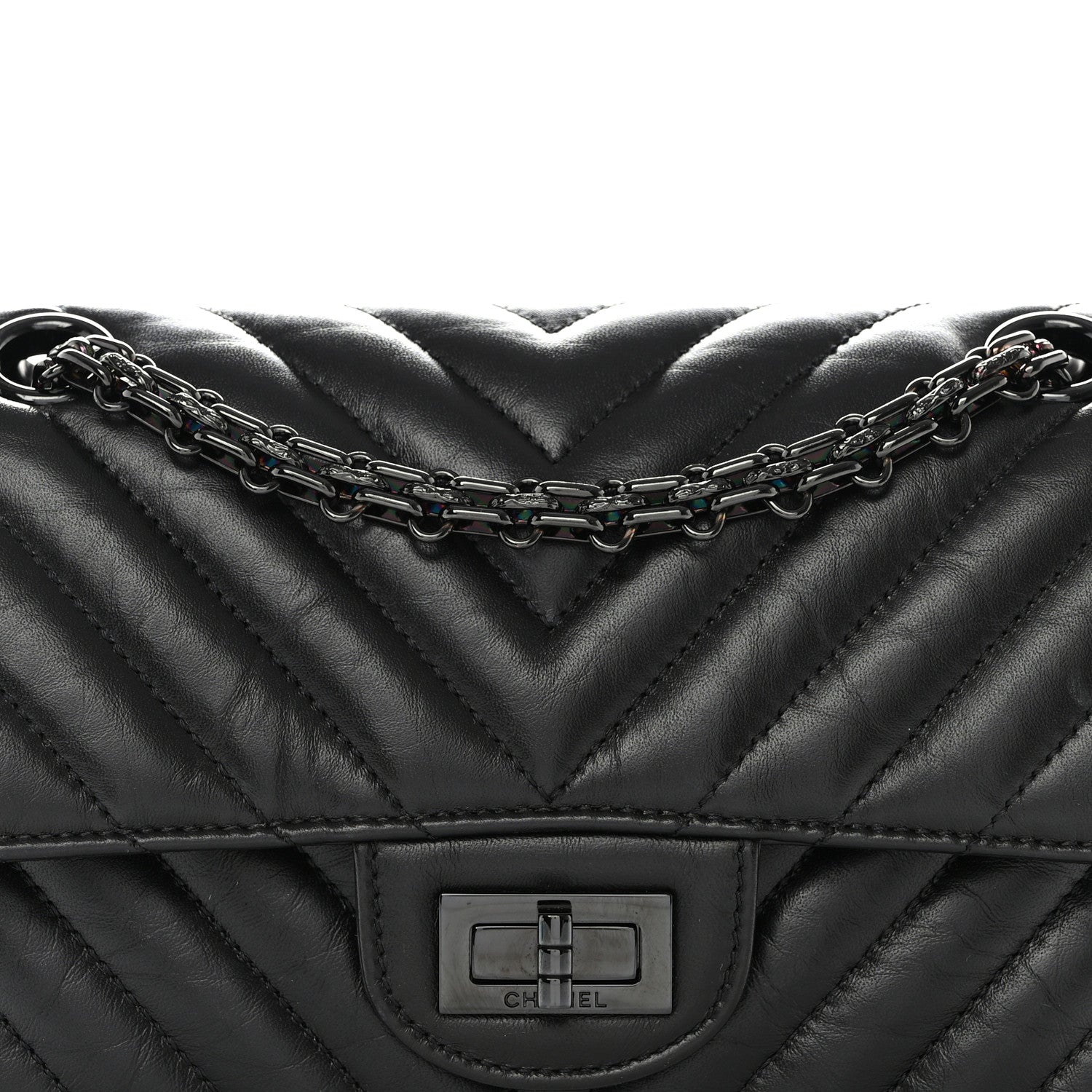 Chanel Aged Calfskin Chevron Quilted 2.55 Reissue Mini Flap So Black 6 of 11