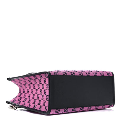 Gucci Monogram Multicolor Textured Dollar Calfskin Small Retro Interlocking G Tote Bag Pink Blue 3 of 10