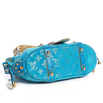 Louis Vuitton Monogram Suede Ostrich Theda GM Turquoise 4 of 7