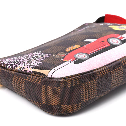 Louis Vuitton Damier Ebene 2019 Christmas Animation Mini Pochette Accessories Red 11 of 13