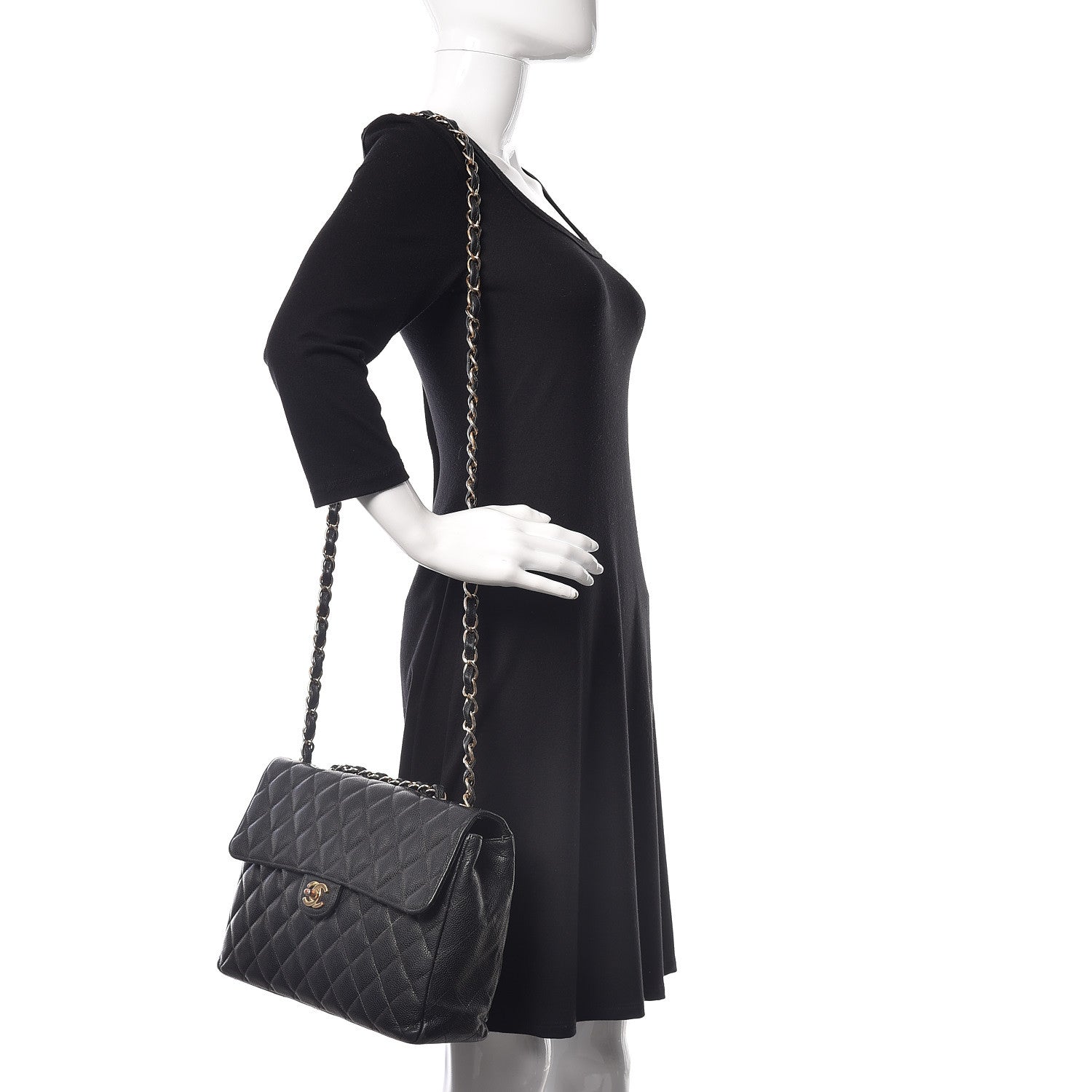 Chanel Caviar Quilted Jumbo Single Flap Black 3 of 15