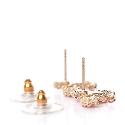 Chanel Crystal Mini CC Earrings Pink Gold 3 of 5