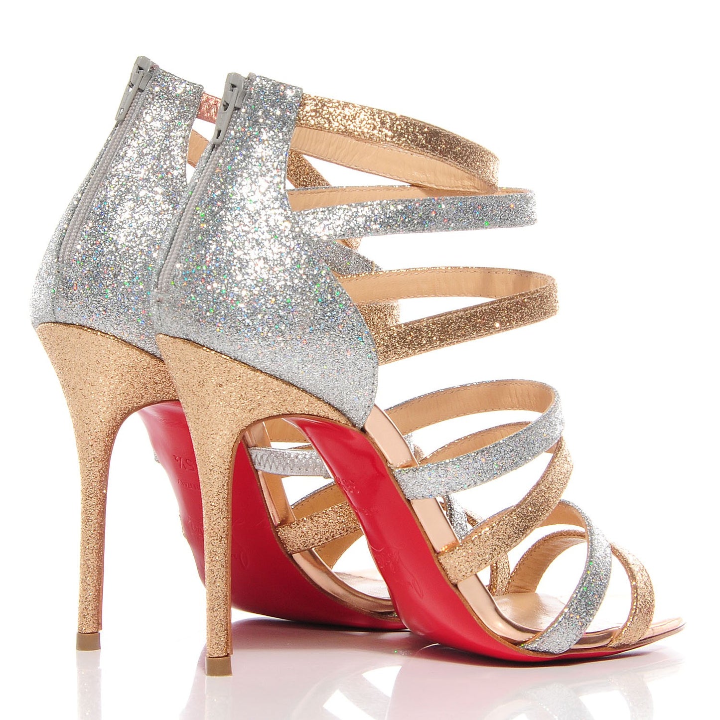 Glittered Mariniere 100 Cage Sandals 35.5 Gold Silver