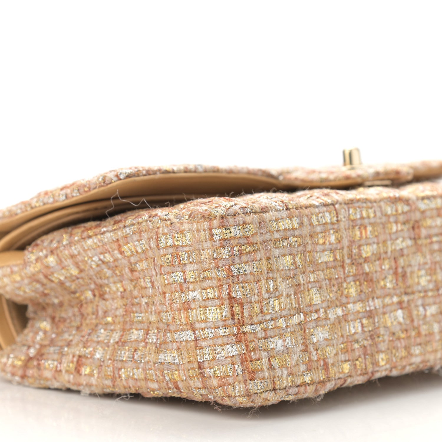 Chanel Tweed Quilted Medium Double Flap Beige Multicolor 9 of 13