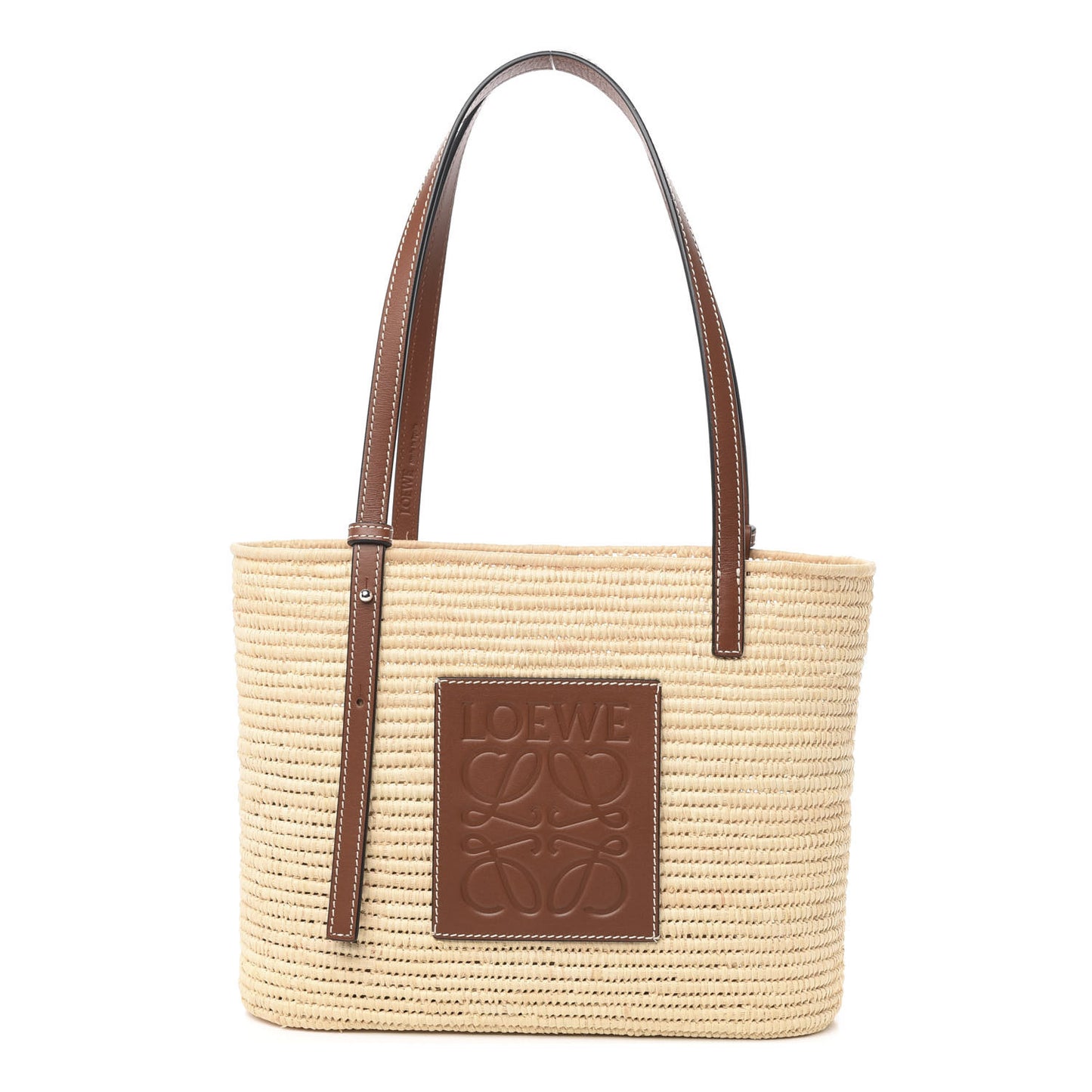 Raffia Square Basket Tote Bag Natural Tan