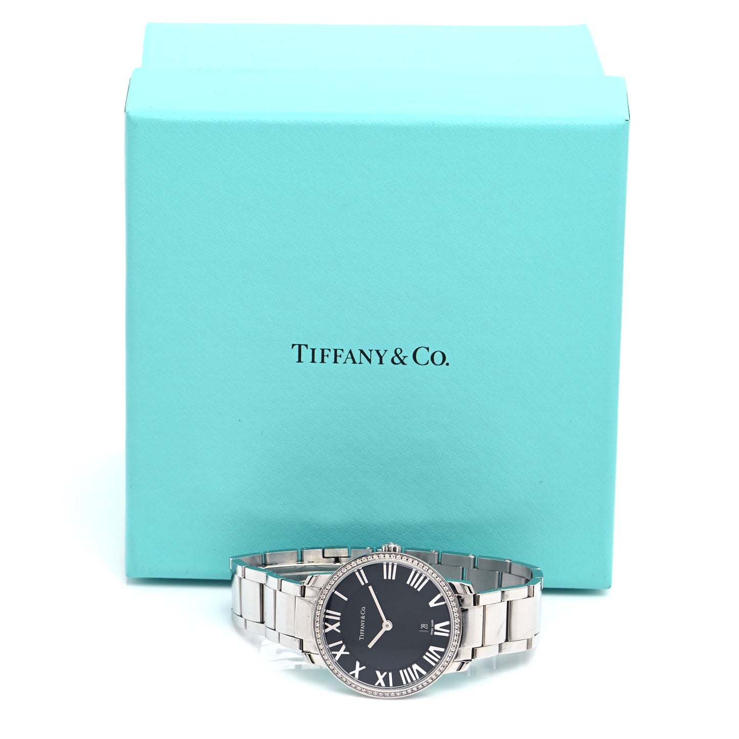 Stainless Steel Diamond Bezel 31mm Atlas 2-Hand Quartz Watch Black