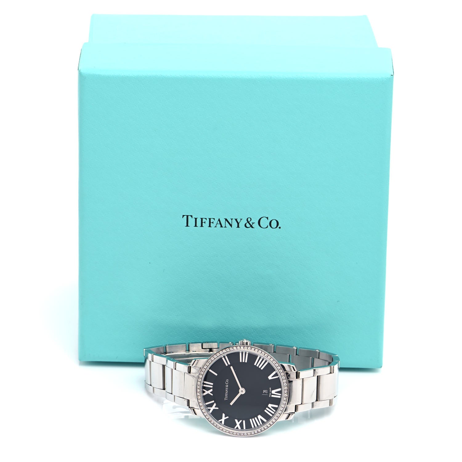Tiffany Stainless Steel Diamond Bezel 31mm Atlas 2-Hand Quartz Watch Black 5 of 5