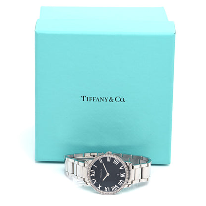 Tiffany Stainless Steel Diamond Bezel 31mm Atlas 2-Hand Quartz Watch Black 5 of 5