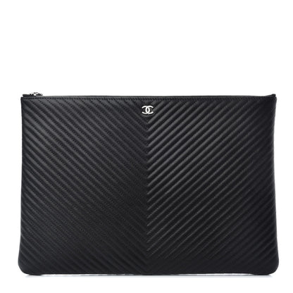 Chanel Caviar Chevron Quilted Large Cosmetic Case Black 1 of 6