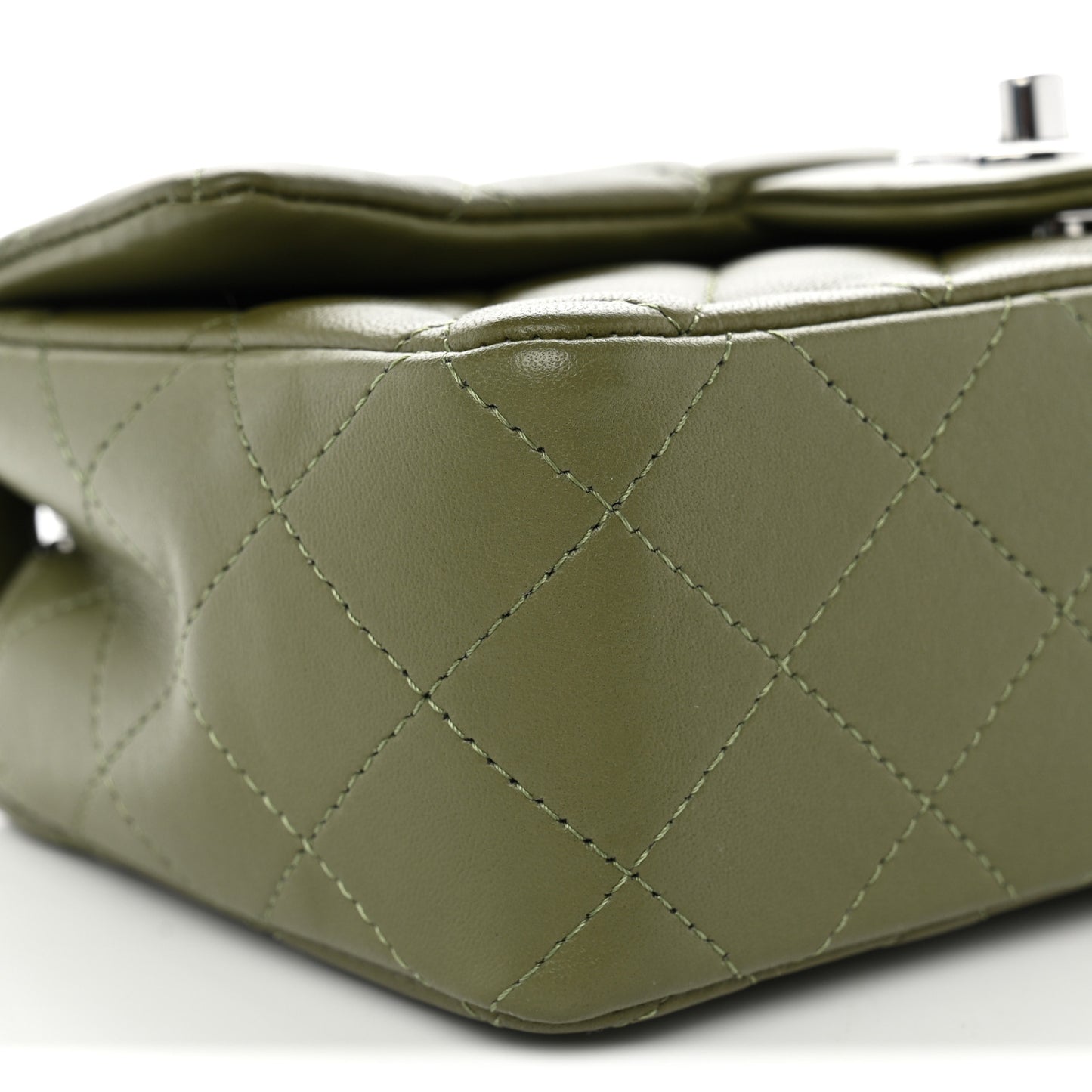 Lambskin Quilted Mini Rectangular Flap Green