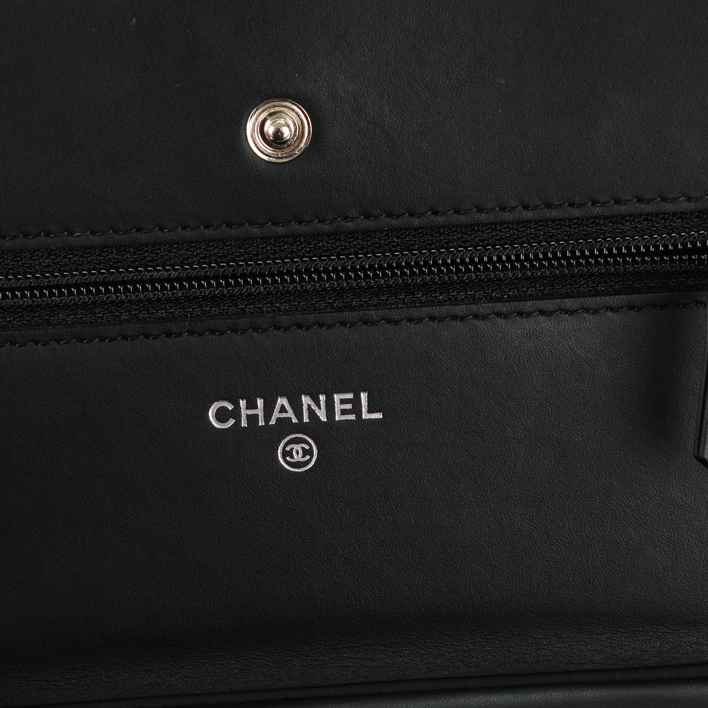 Distressed Patent Calfskin Quilted Wallet on Chain WOC Black