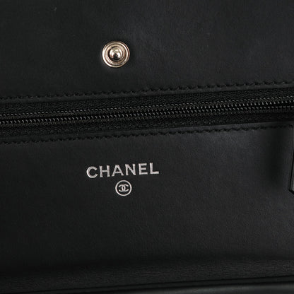 Chanel Distressed Patent Calfskin Quilted Wallet on Chain WOC Black 6 of 8