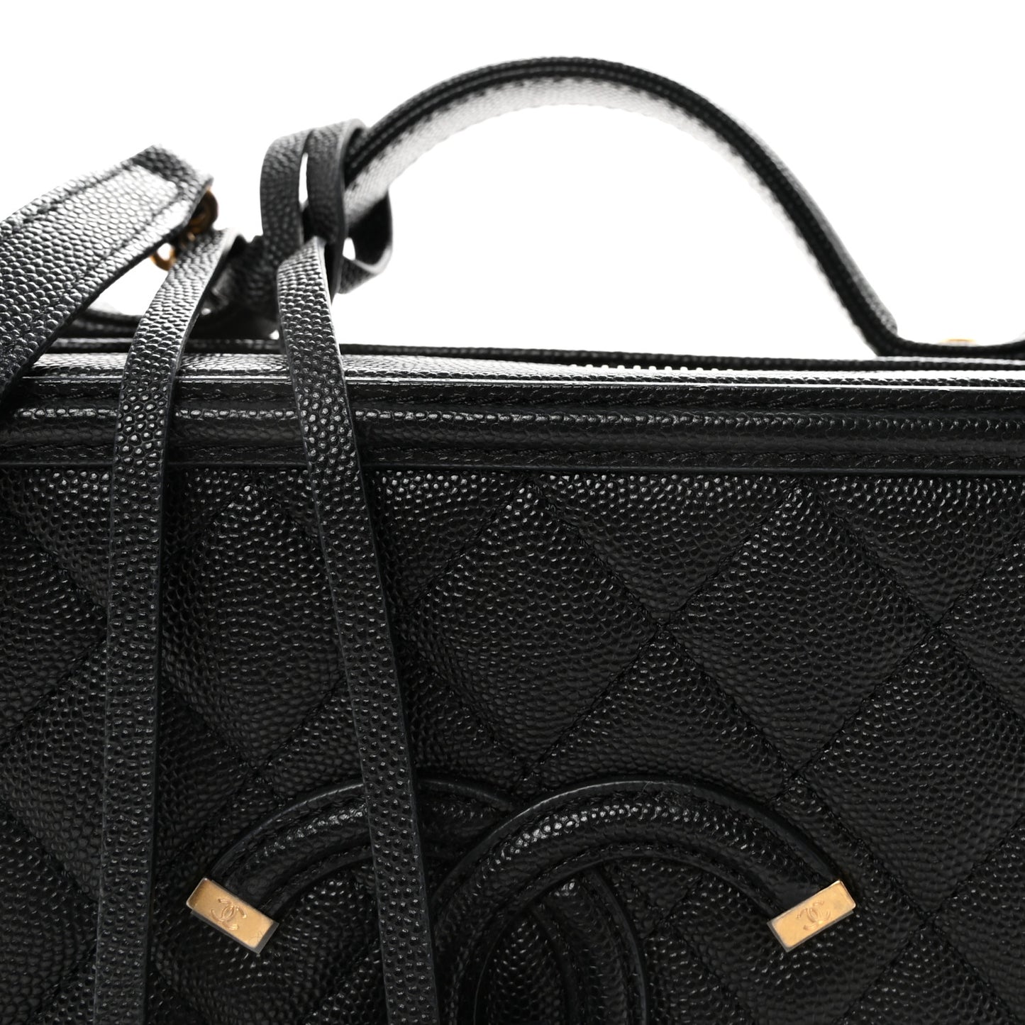 Caviar Quilted Medium CC Filigree Vanity Case Black