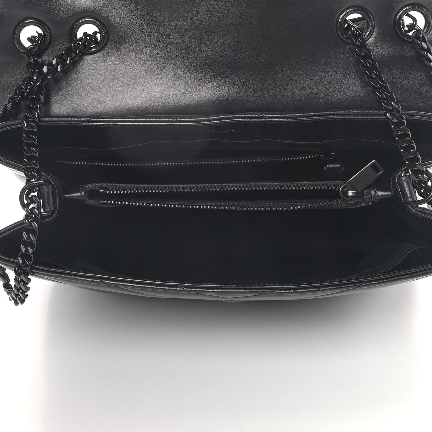 Calfskin Y Quilted Monogram Medium Loulou Chain Satchel Black